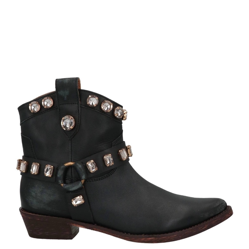 Italian Brand New Black Studded Ankle Boots